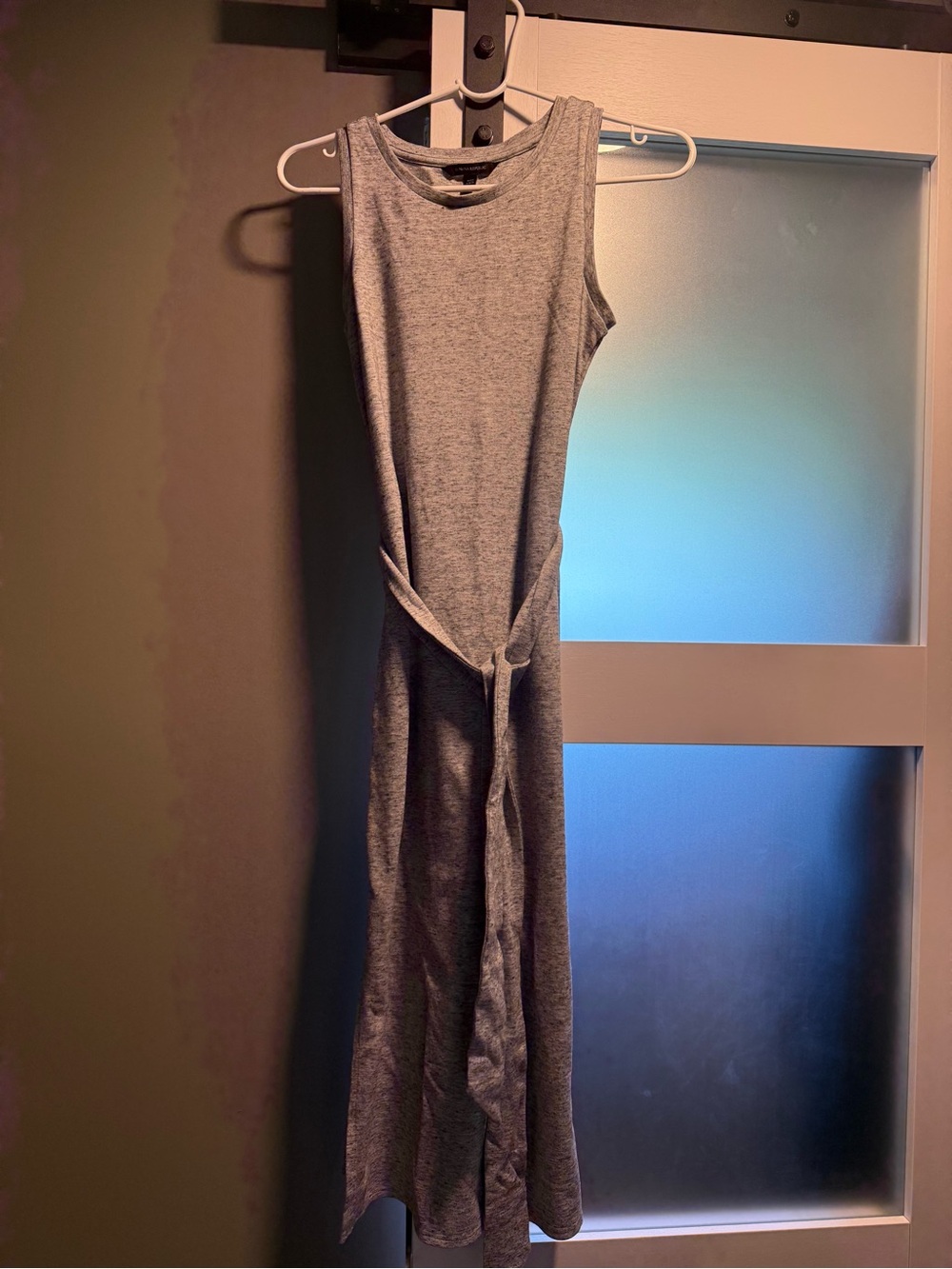 Banana Republic Sleeveless Grey Tie-Waist Maxi Dress with Double Side-Slit